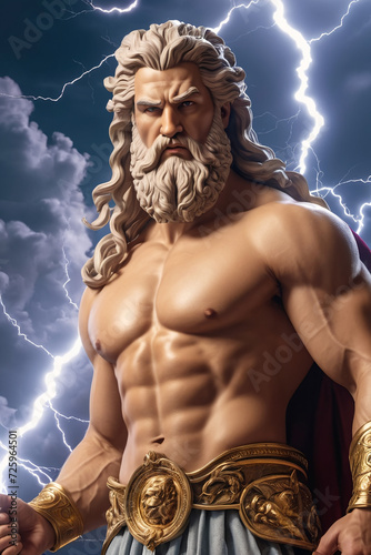 Statue of greece main god Zeus with lightning