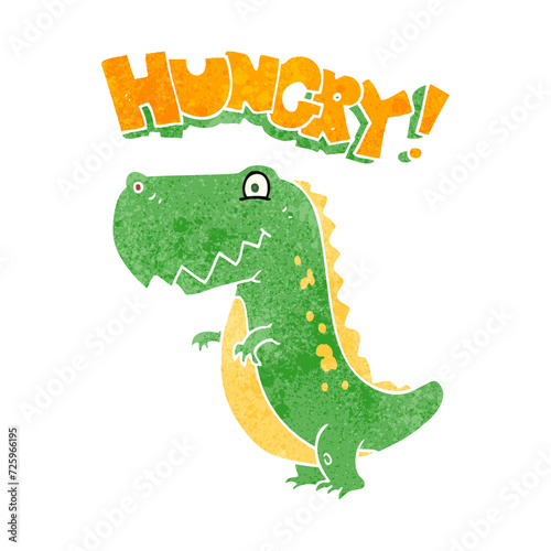 retro cartoon hungry dinosaur