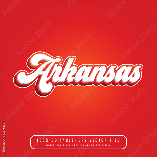 Arkansas text effect vector. Editable college t-shirt design printable text effect vector photo