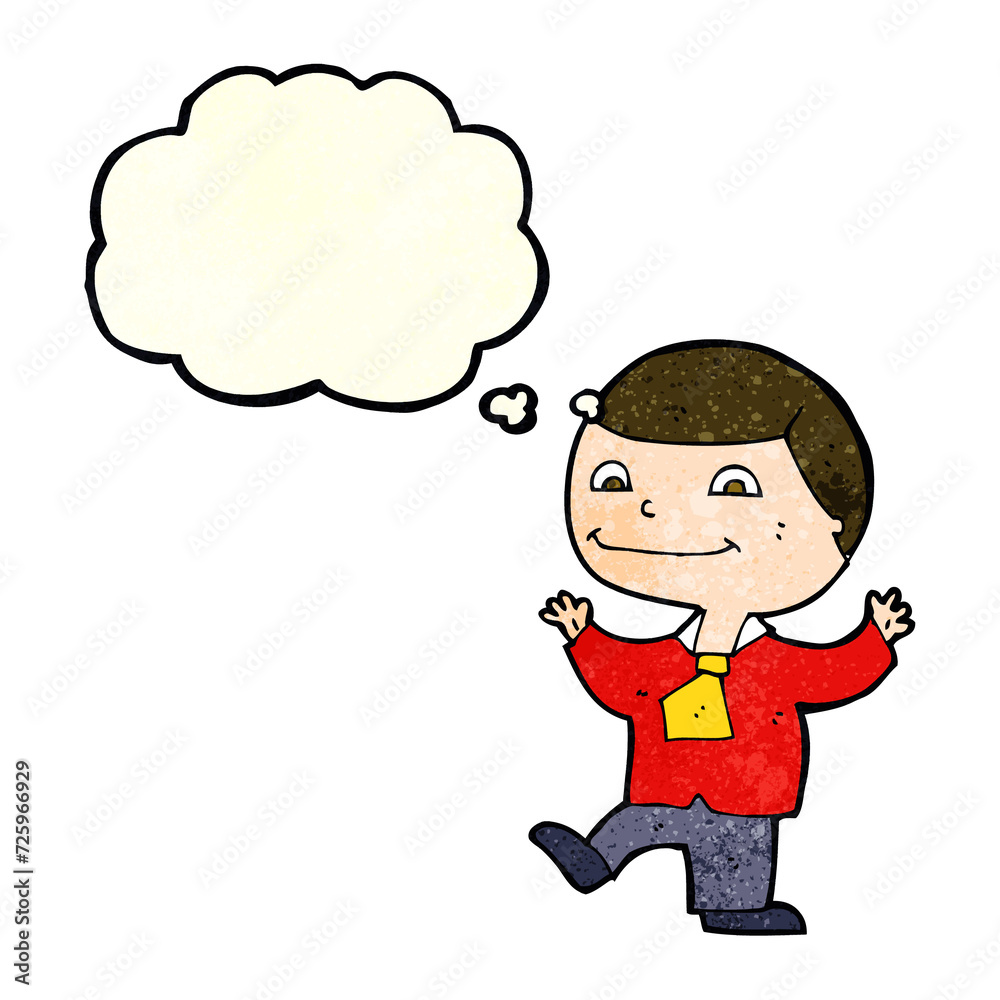 cartoon happy boy with thought bubble cartoon happy boy with thought bubble
