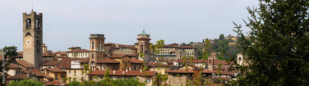 Foto panoramica della Città Alta di Bergamo, Italia