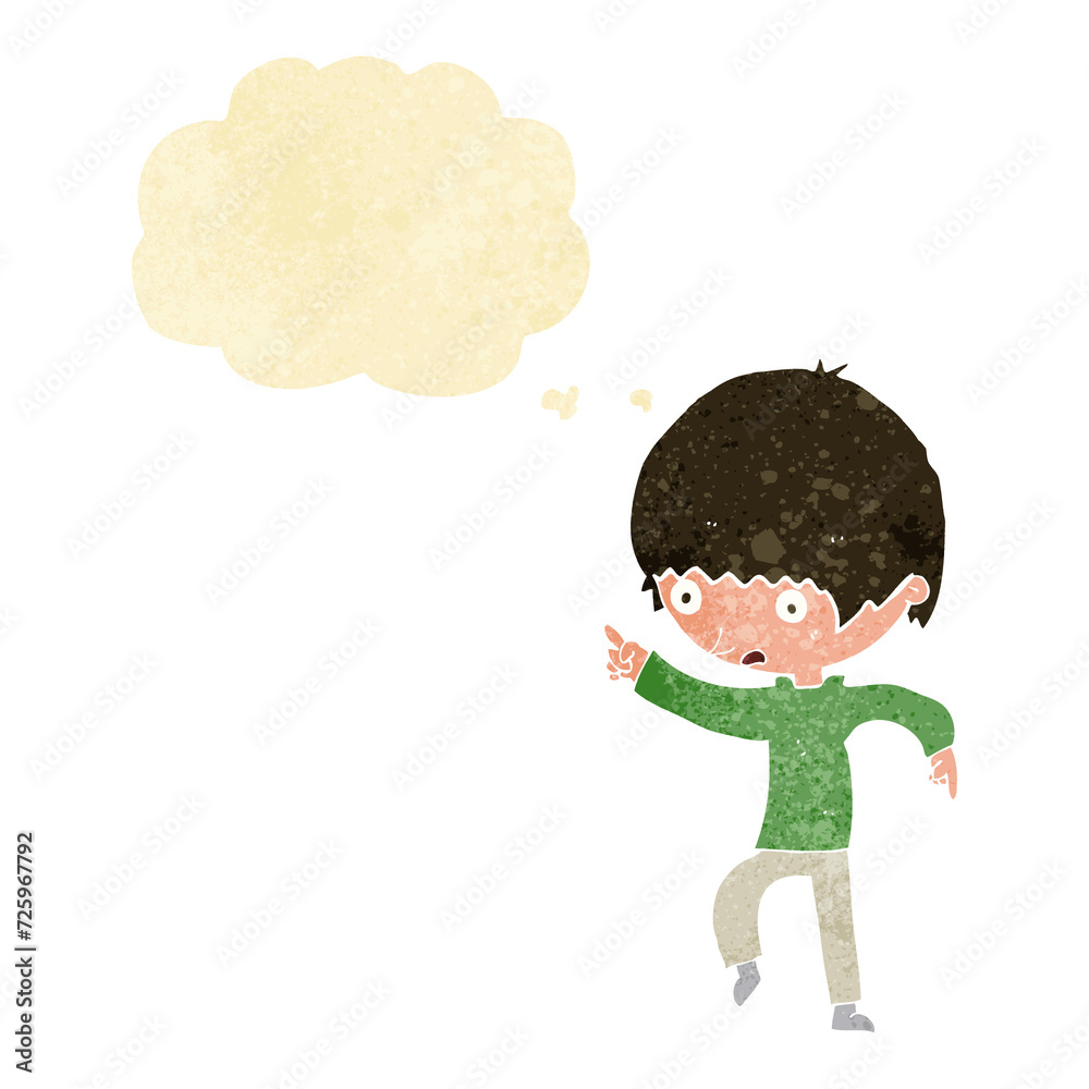 cartoon worried boy pointing with thought bubble cartoon worried boy pointing with thought bubble