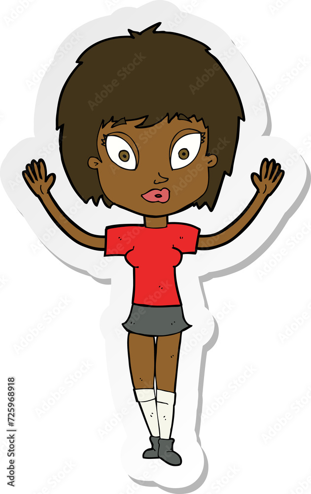 sticker of a cartoon pretty girl sticker of a cartoon pretty girl
