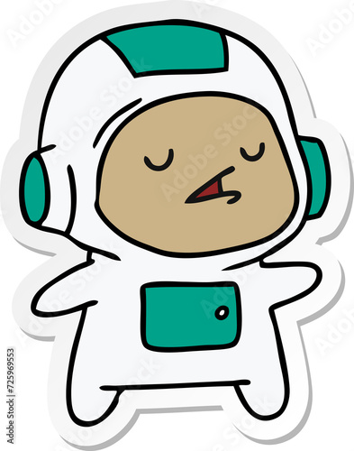 sticker cartoon of a kawaii cute astronaut boy