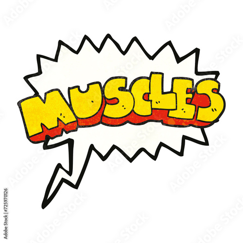 speech bubble textured cartoon muscles symbol