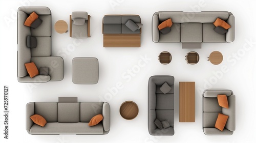 sofa furniture on top view for architecture use. florplan concept