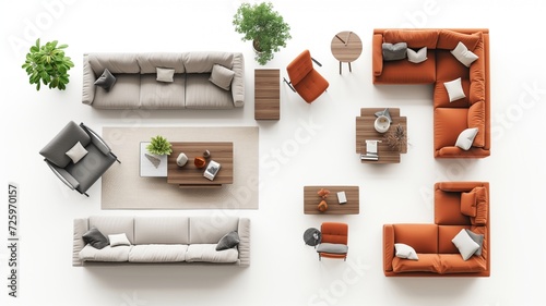 sofa furniture on top view for architecture use. florplan concept photo