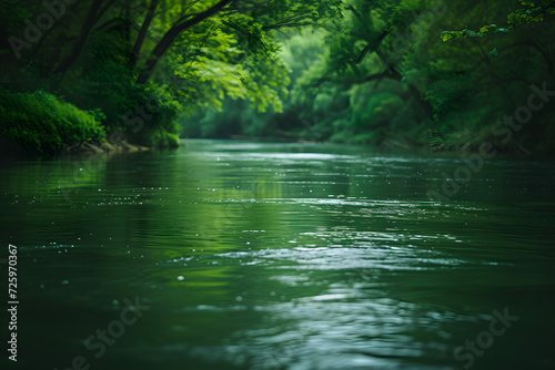 River Flowing Through Lush Green Forest