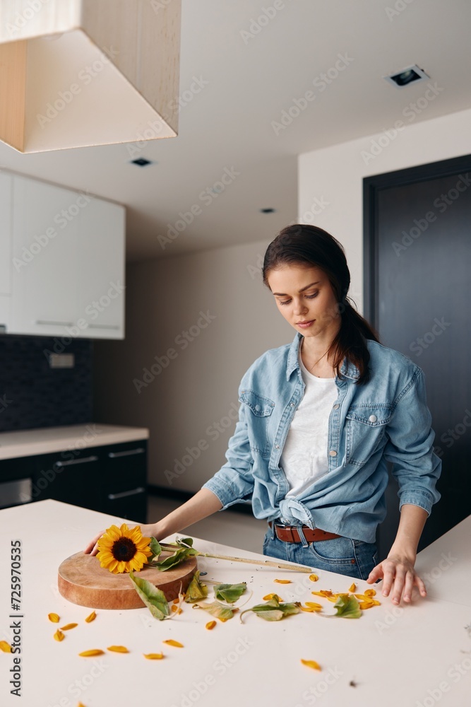 Fresh and Healthy: A Young Caucasian Female Cook Making a Delicious Vegetarian Salad in a Modern Kitchen Fresh and Healthy: A Young Caucasian Female Cook Making a Delicious Vegetarian Salad in a Modern Kitchen