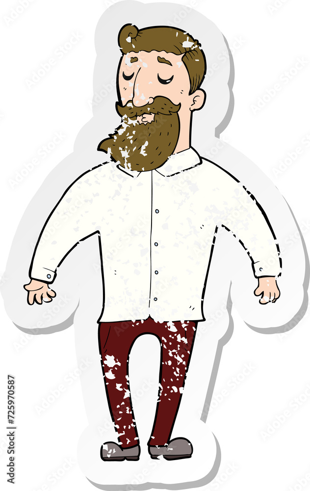 Obraz premium retro distressed sticker of a cartoon bearded man