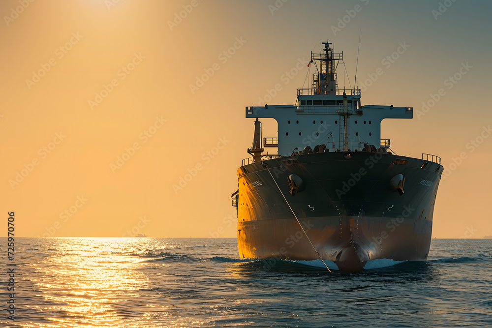 Massive Ship Sailing Across the Vast Ocean