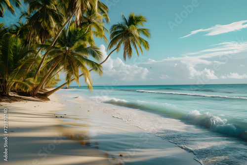 Sandy Beach With Palm Trees and Ocean © Ilugram