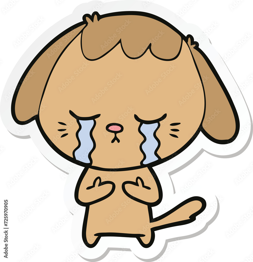 Fototapeta premium sticker of a cartoon crying dog