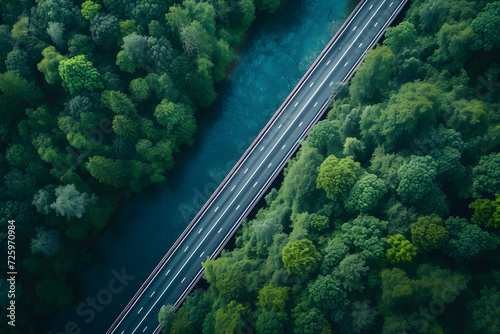 Aerial View of Road Amidst Forest © Ilugram