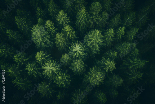Aerial View of Lush Forest With Dense Tree Cover