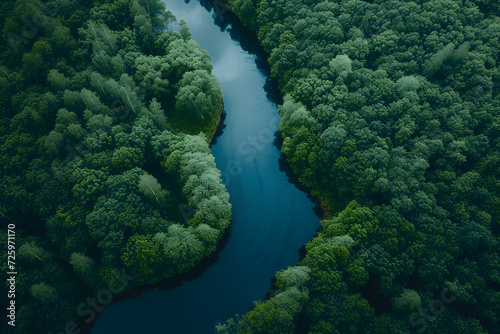 A River Flowing Through a Verdant Forest