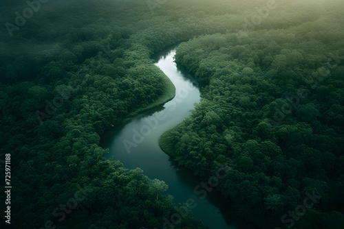 Majestic River Flowing Through Lush Green Forest