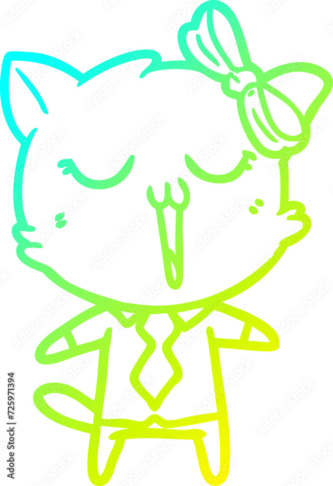 cold gradient line drawing cartoon cat cold gradient line drawing cartoon cat