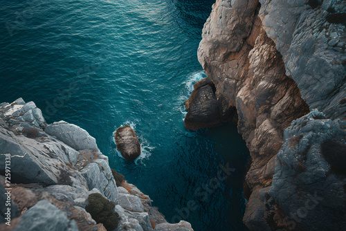 Rocky Cliff Overlooking Body of Water