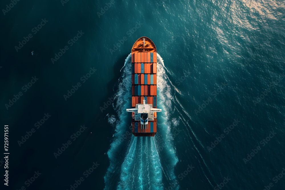 Large Cargo Ship in the Open Ocean