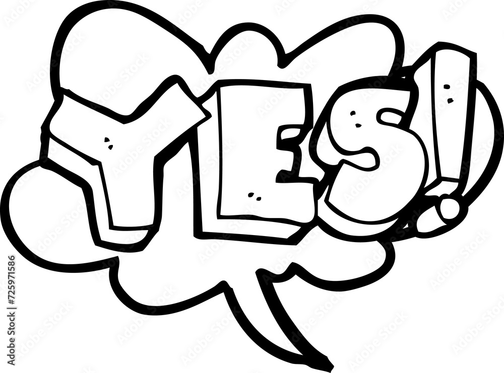 black and white cartoon yes design element black and white cartoon yes design element