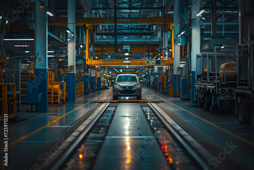 Car on Conveyor Belt in Factory © Ilugram