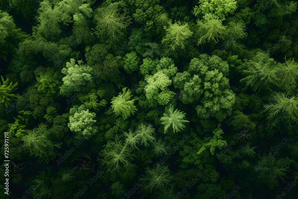 Aerial View of Dense Forest Landscape