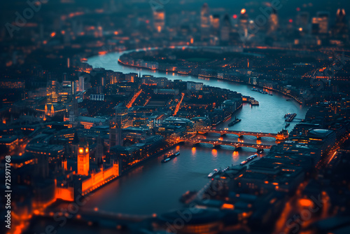 Aerial View of a City at Night