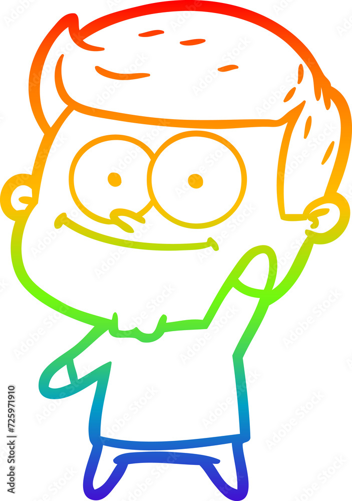 rainbow gradient line drawing cartoon happy man rainbow gradient line drawing cartoon happy man