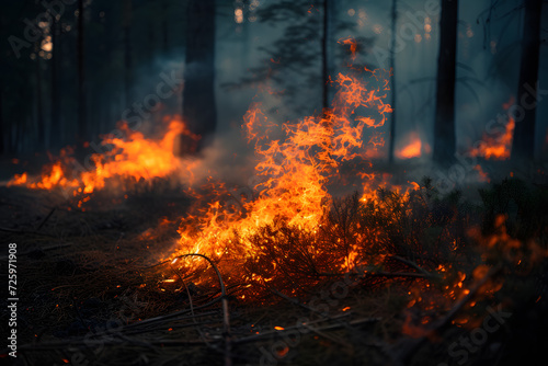 Devastating Forest Fire Engulfs Trees in Flames