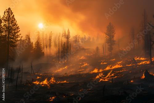 Fire Burning in Forest