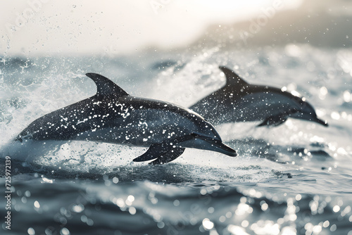 Two Dolphins Swimming in the Ocean © Ilugram