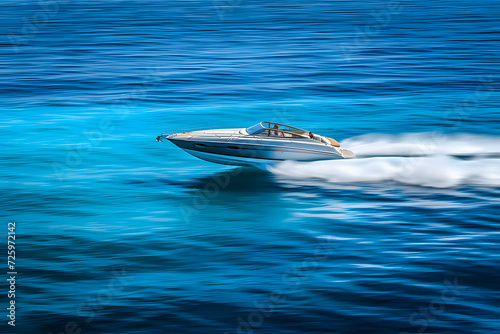 Speed Boat Racing Across Water
