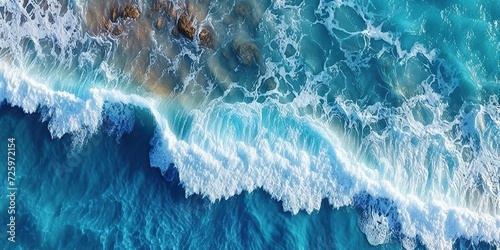 minimalistic design Aerial view of the ocean water surface and waves photo