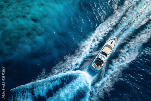 Aerial View of Boat in the Ocean © Ilugram
