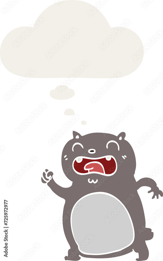 Naklejka premium cartoon cat and thought bubble in retro style