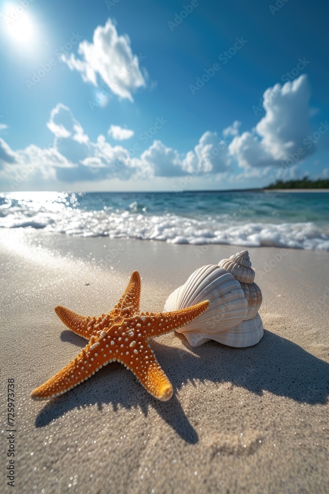 Beach Scene with Starfish