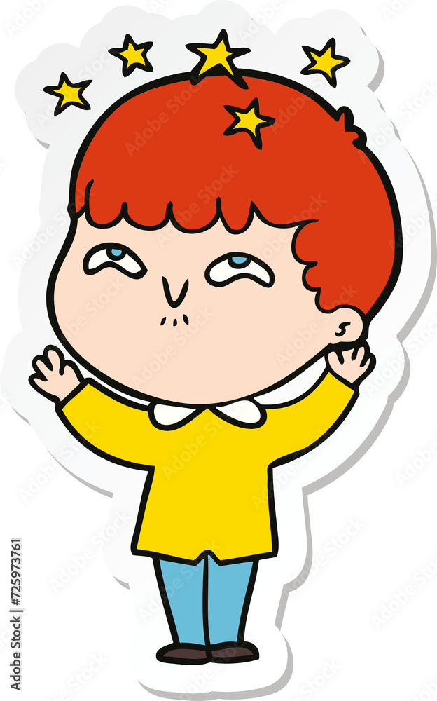 sticker of a cartoon amazed boy sticker of a cartoon amazed boy
