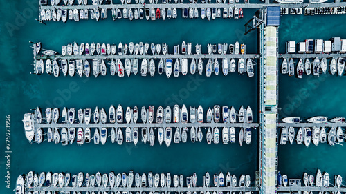Aerial view of marina and blue waters of Brighton and Hove, East Sussex, UK photo