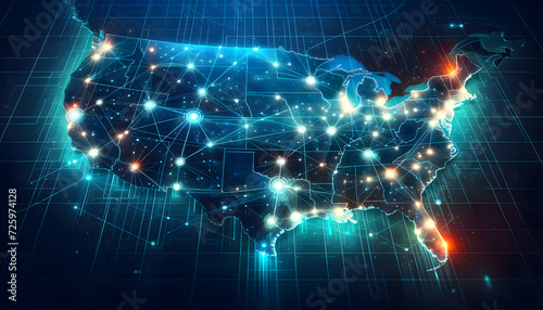 Abstract world map, concept of global network and connectivity, international data transfer and cyber technology, worldwide business, information exchange and telecommunication