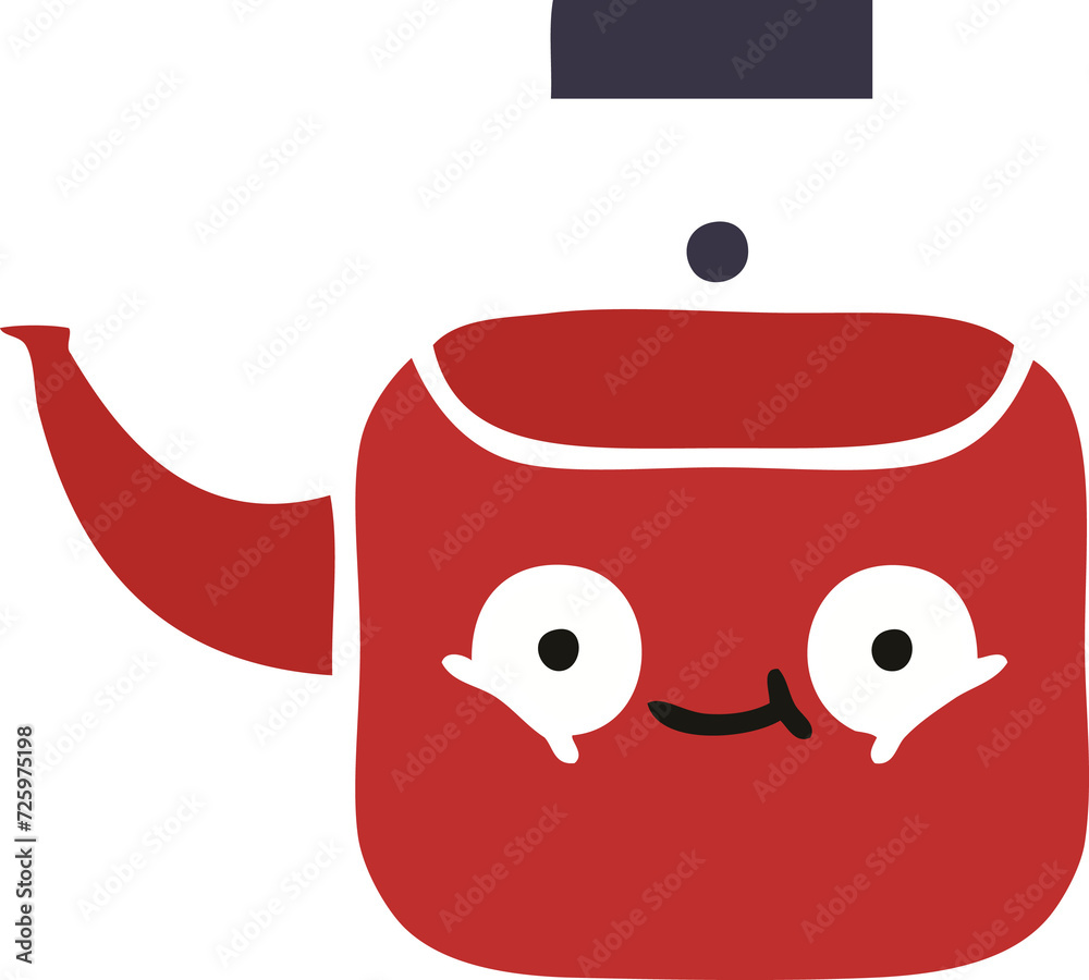 Fototapeta premium flat color retro cartoon kettle