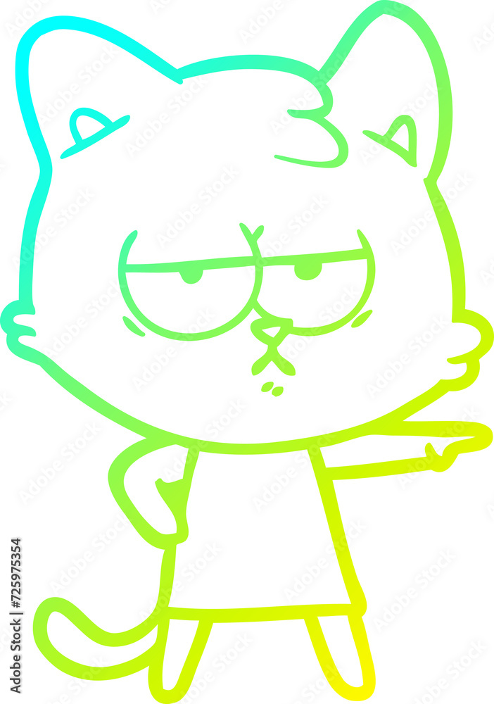 cold gradient line drawing bored cartoon cat pointing cold gradient line drawing bored cartoon cat pointing