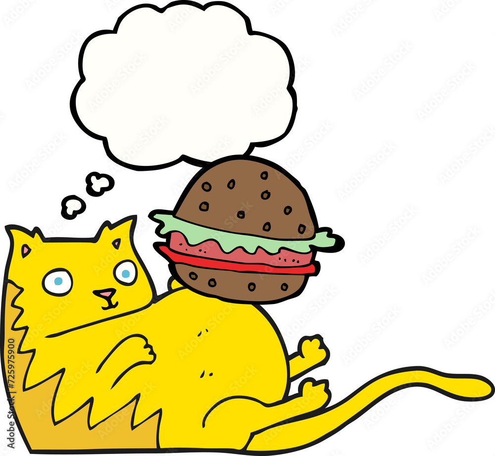thought bubble cartoon fat cat with burger thought bubble cartoon fat cat with burger