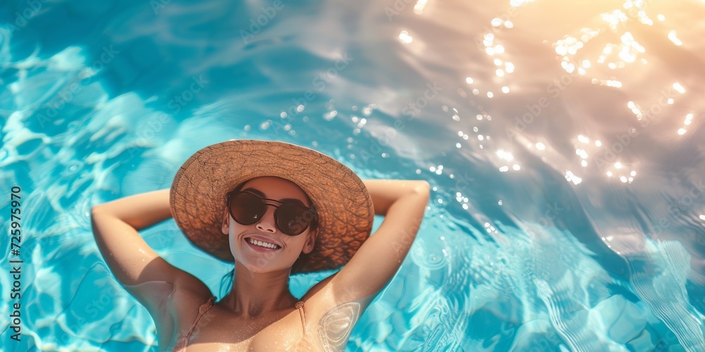 Poolside Bliss: A Collection of Stunning Shots Featuring a Carefree Young Woman in Vacation Mode