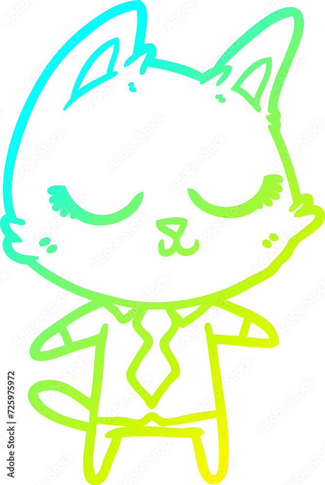 cold gradient line drawing calm cartoon cat cold gradient line drawing calm cartoon cat