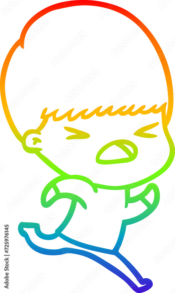 Obraz premium rainbow gradient line drawing cartoon stressed man
