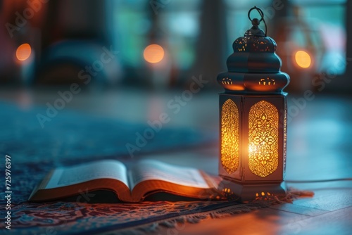 Illuminated Lantern and Quran
