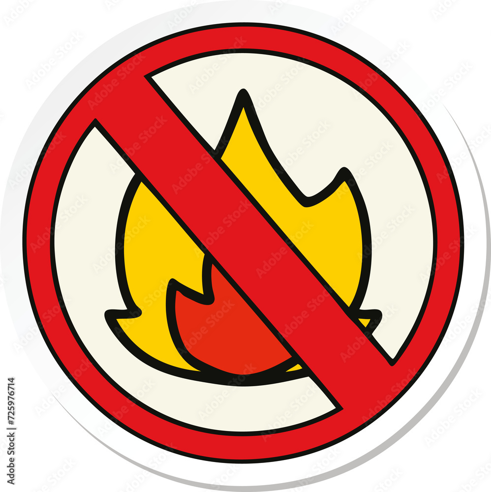 sticker of a cute cartoon no fire allowed sign sticker of a cute cartoon no fire allowed sign