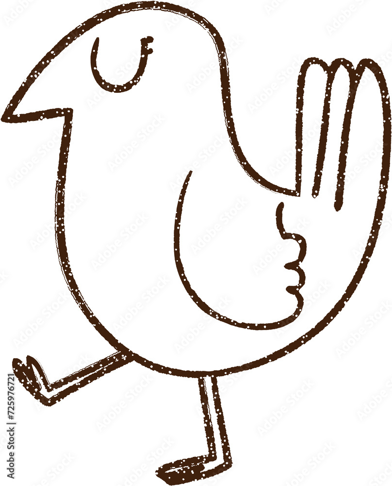Fototapeta premium Walking Bird Charcoal Drawing