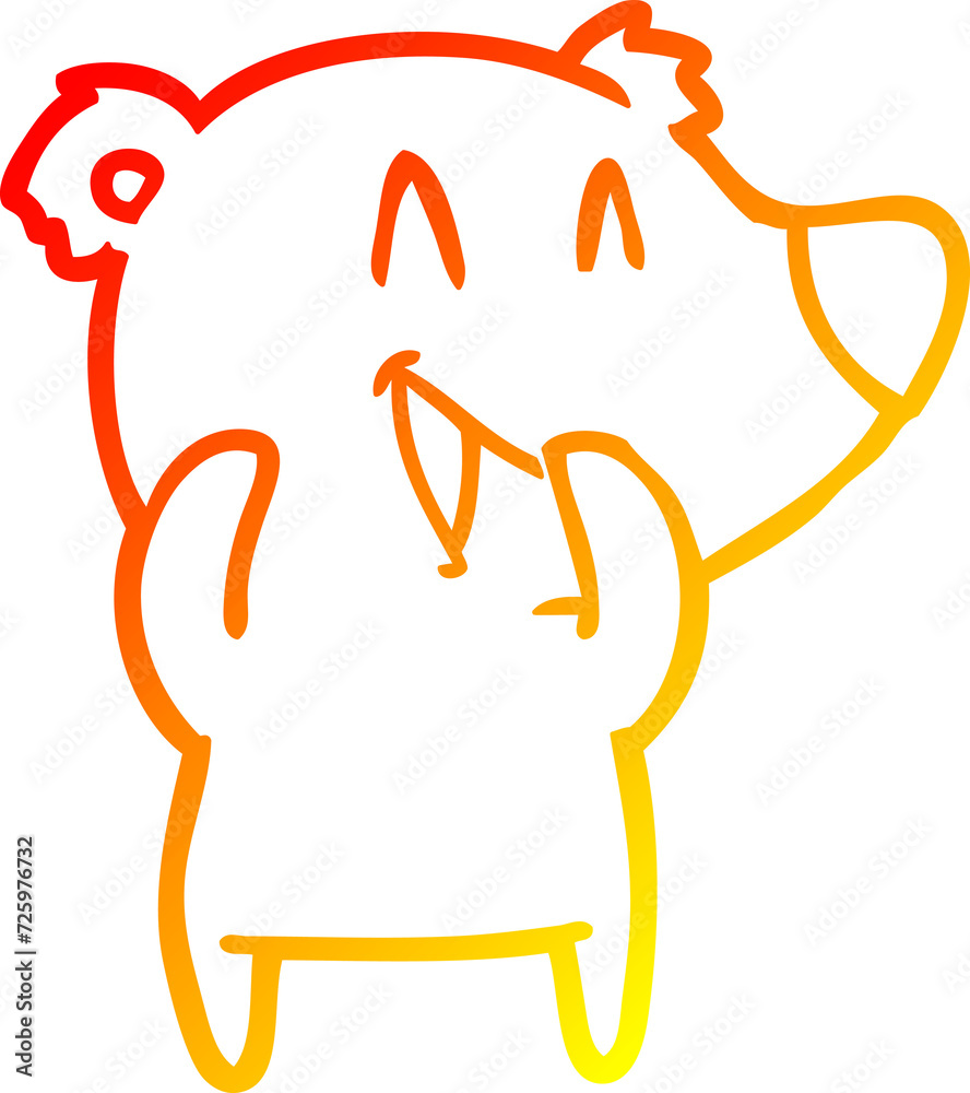 warm gradient line drawing laughing bear cartoon warm gradient line drawing laughing bear cartoon